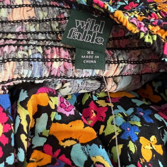 Wild Fable Women's Black Floral Sleeveless Button-Front Romper - Size XS - NWT - Picture 2 of 9